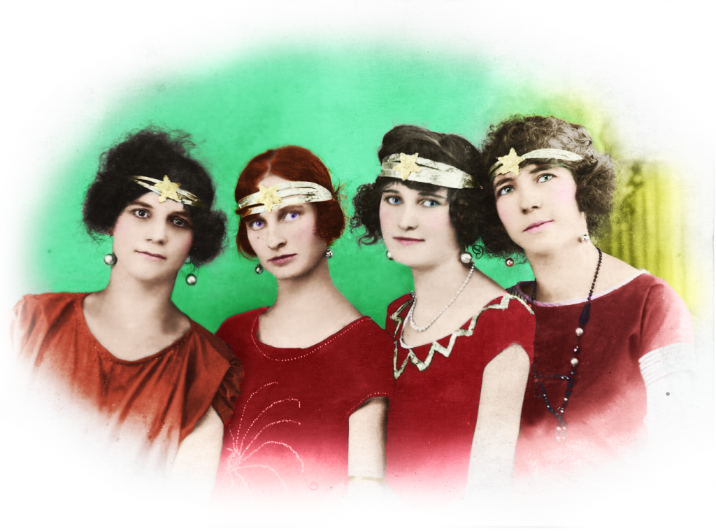  Foto: Irmãs Nilles e amigas, Porto Alegre, 1929 / Arquivo pessoal da Helga.